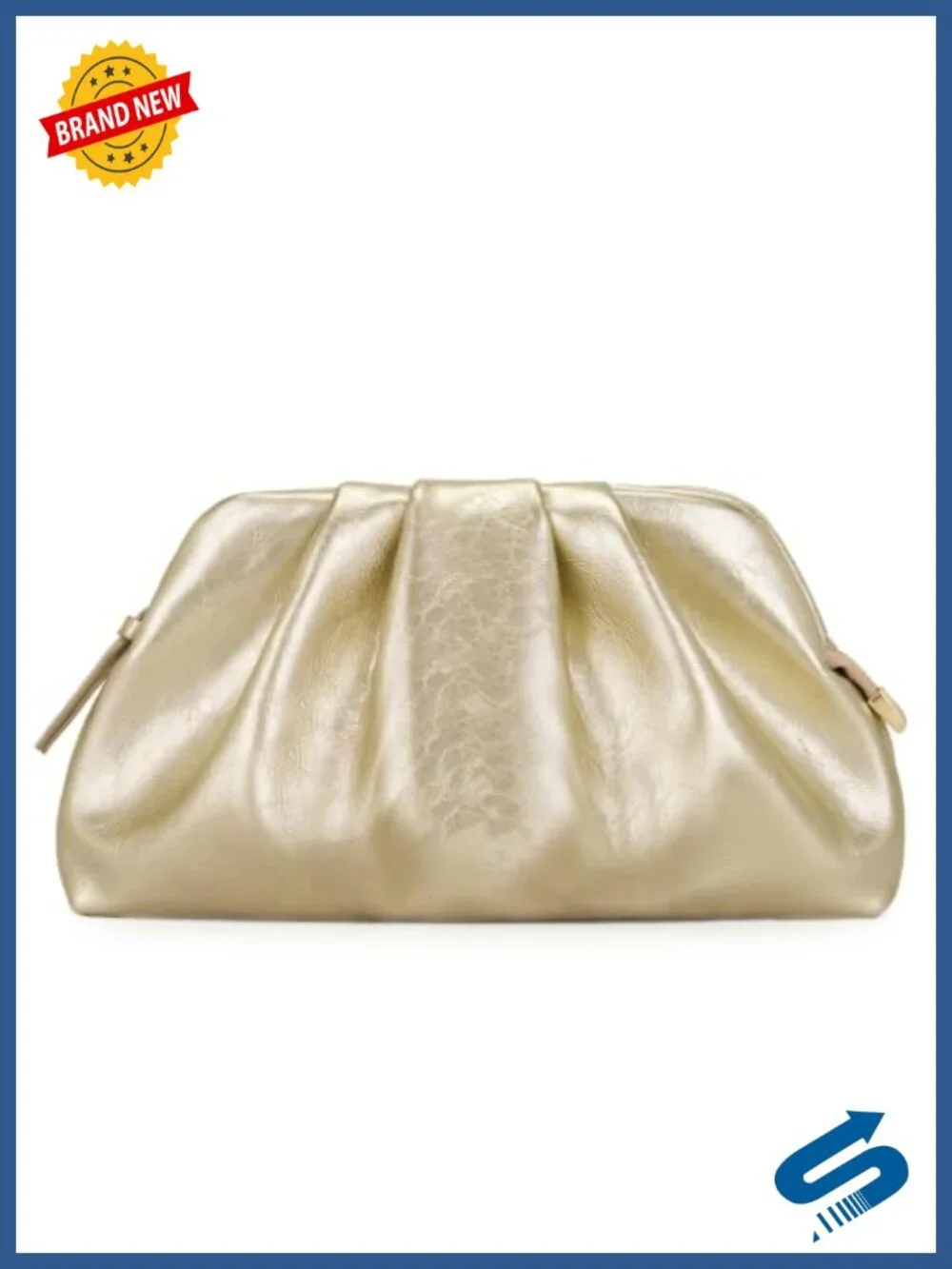 Milisente Shiny Faux Leather Pleated Evening Clutch with Adjustable Strap